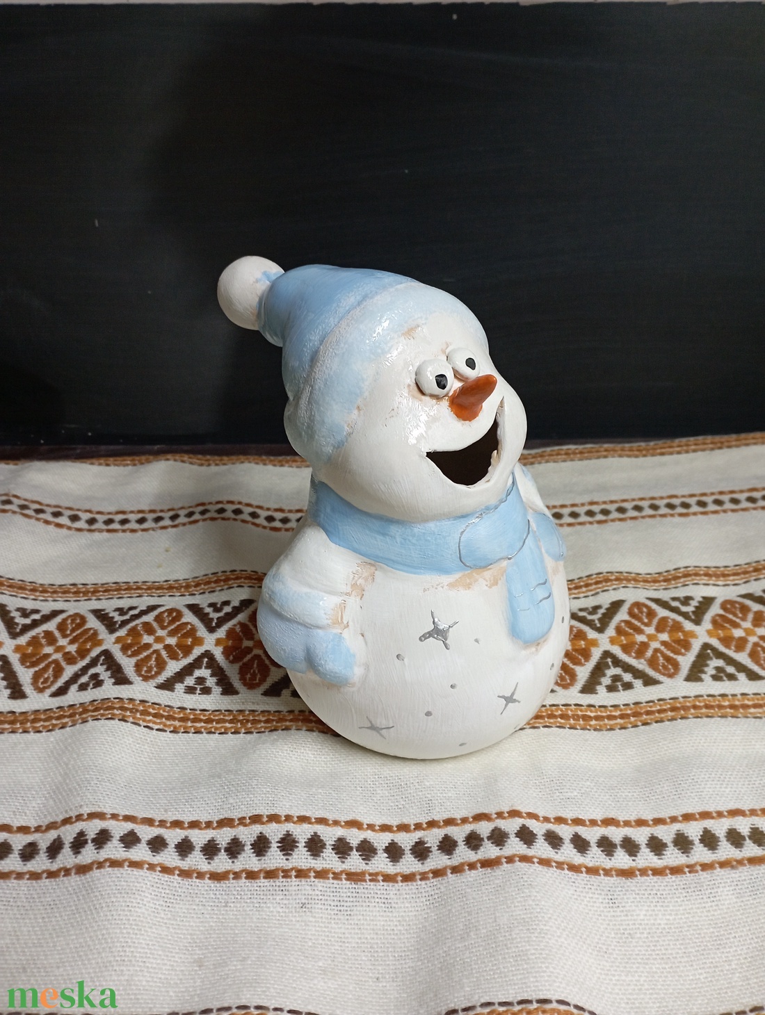 Kerámia hóember  - karácsony - karácsonyi kültéri dekoráció - Meska.hu