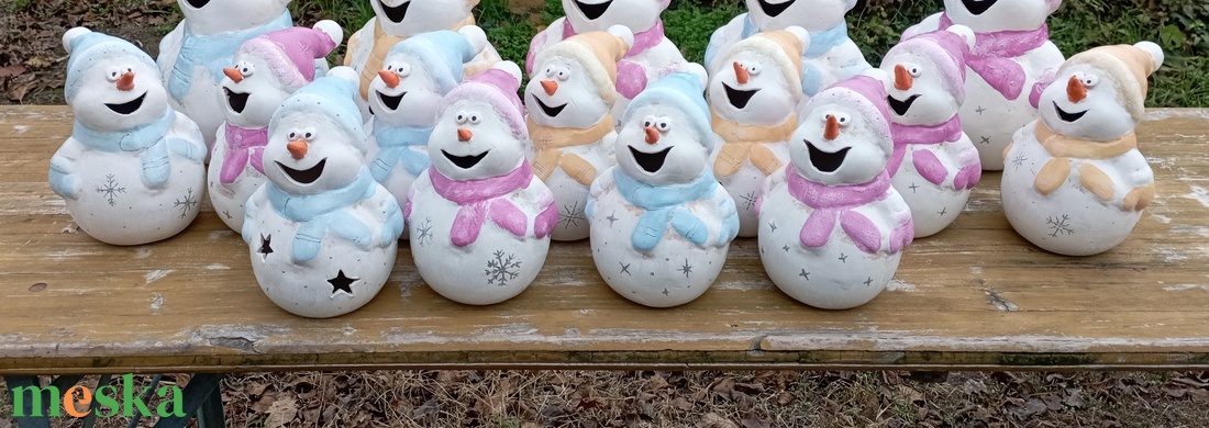 Kerámia hóember  - karácsony - karácsonyi kültéri dekoráció - Meska.hu