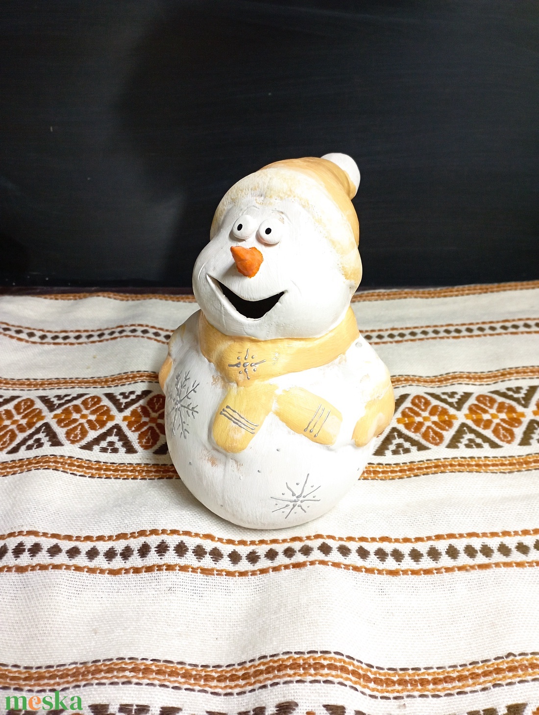 Kerámia hóember  - karácsony - karácsonyi kültéri dekoráció - Meska.hu