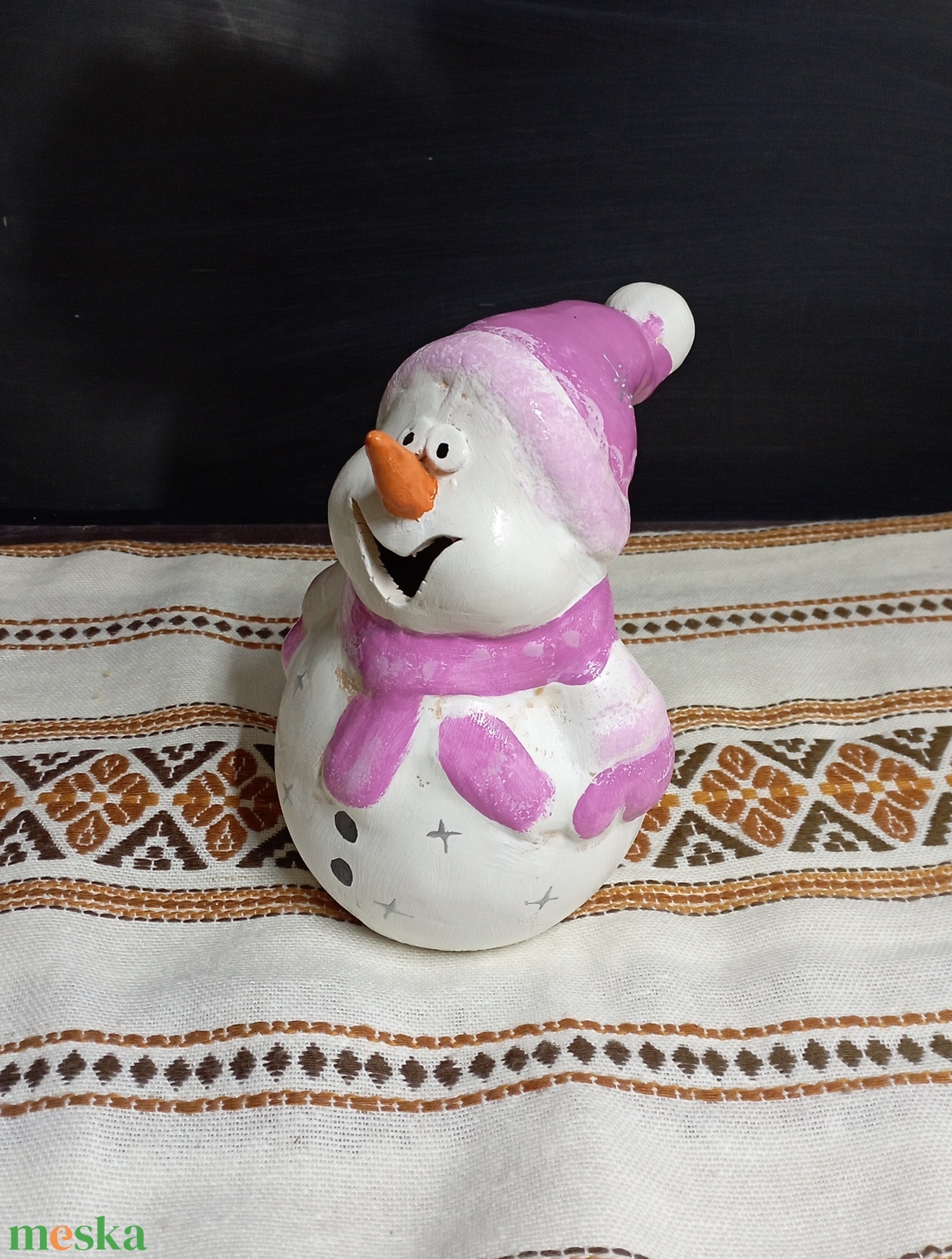 Kerámia hóember  - karácsony - karácsonyi kültéri dekoráció - Meska.hu