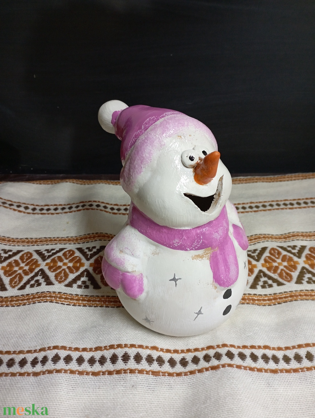 Kerámia hóember  - karácsony - karácsonyi kültéri dekoráció - Meska.hu