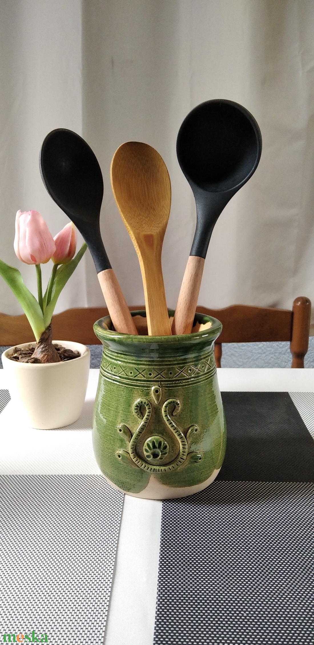 Fakanál tartó tulipános - otthon & életmód - konyhafelszerelés, tálalás - sütés, főzés - fakanál & fakanáltartó - Meska.hu