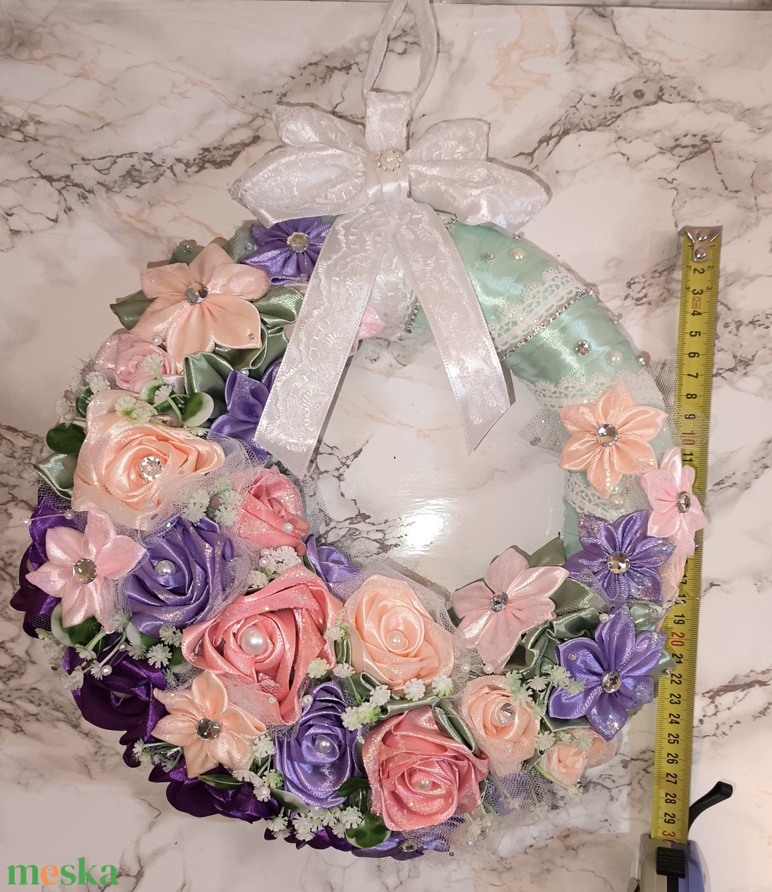 Tavaszi egyedi kopogtató  - otthon & életmód - virágdekoráció - virágdíszek - dekor koszorúk, kopogtatók - Meska.hu