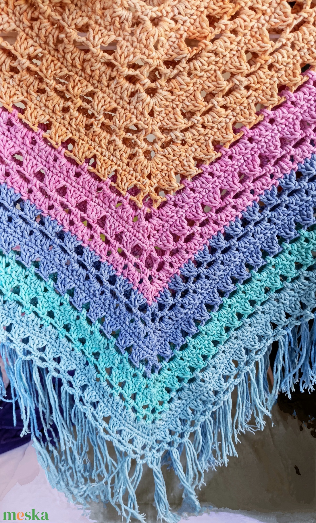 Pasztell színű, koptatott hatású, pamut-akril fonalból horgolt gyerek poncsó - ruha & divat - babaruha & gyerekruha - pulóver - Meska.hu Pasztell színű, koptatott hatású, pamut-akril fonalból horgolt gyerek poncsó - ruha & divat - babaruha & gyerekruha - pulóver - Meska.hu