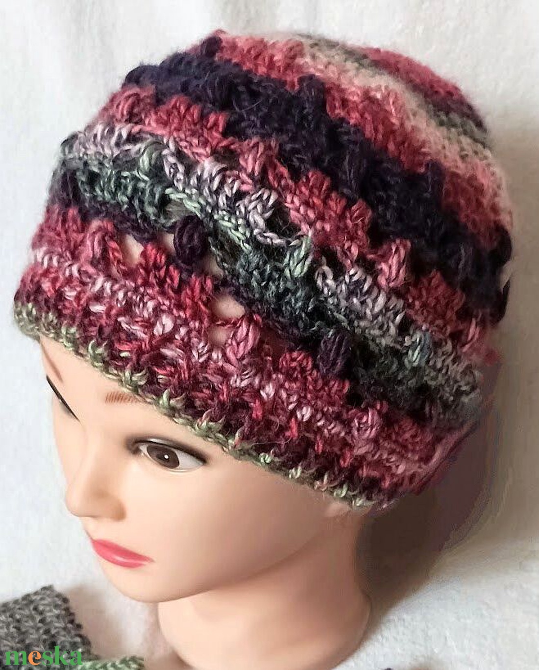 Sokszínű női/lány csipke-bogyós mintájú sapka - ruha & divat - sál, sapka, kendő - sapka - Meska.hu