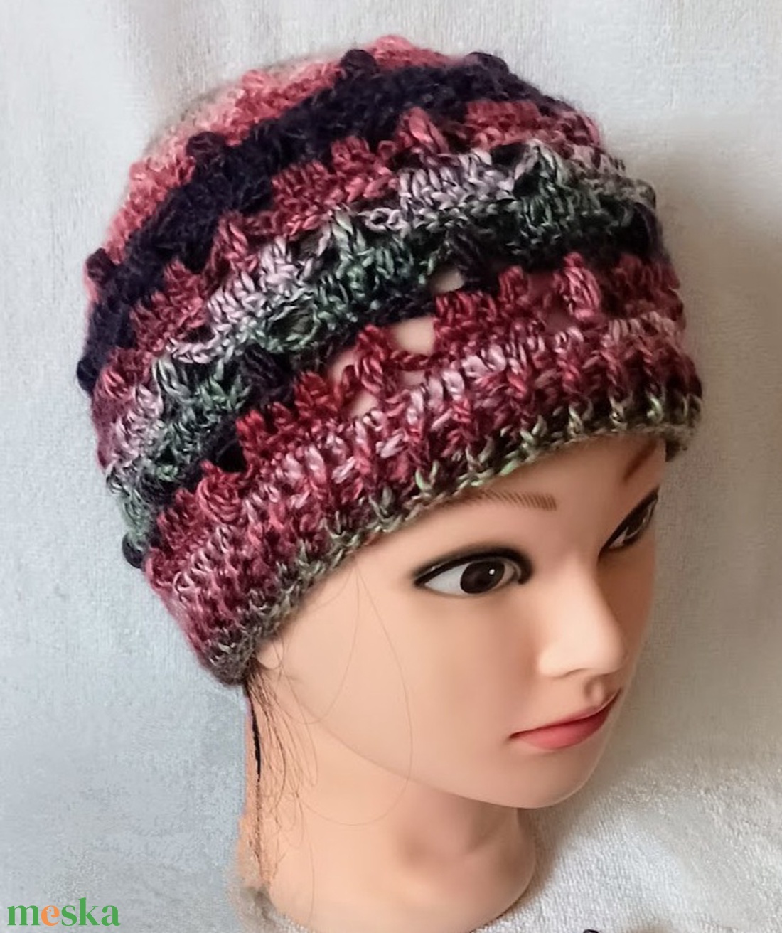 Sokszínű női/lány csipke-bogyós mintájú sapka - ruha & divat - sál, sapka, kendő - sapka - Meska.hu