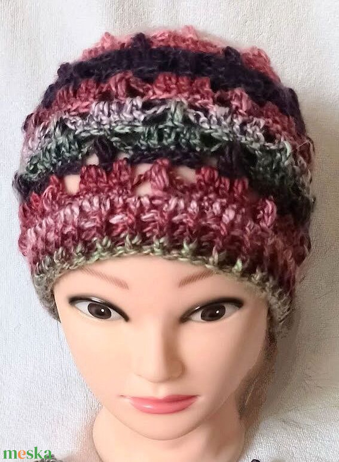 Sokszínű női/lány csipke-bogyós mintájú sapka - ruha & divat - sál, sapka, kendő - sapka - Meska.hu
