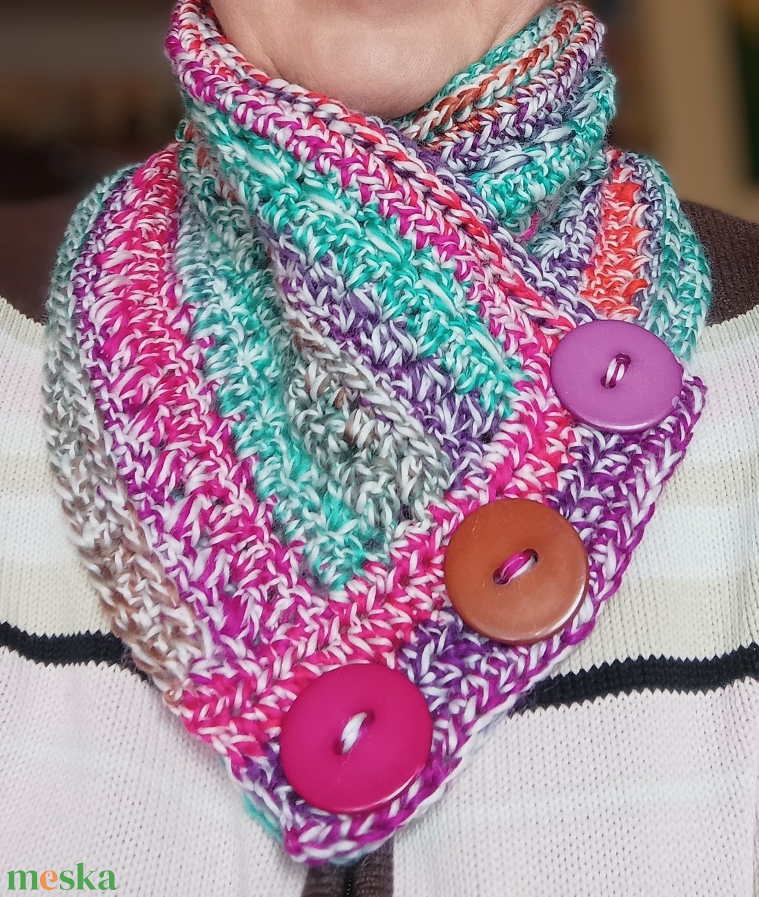 Színes, vidám nyakmelegítő, méret nélküli  - ruha & divat - sál, sapka, kendő - sál - Meska.hu Színes, vidám nyakmelegítő, méret nélküli  - ruha & divat - sál, sapka, kendő - sál - Meska.hu