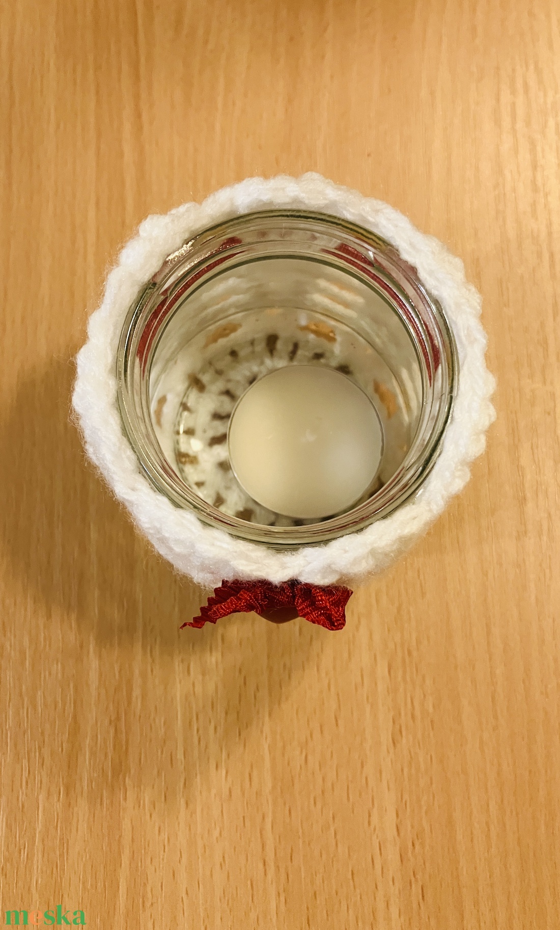 Horgolt mécsestartó  - otthon & életmód - gyertya, illat, aroma - mécses és mécsestartó - Meska.hu