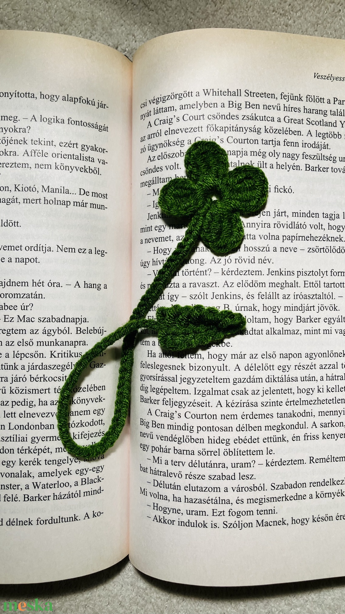 Horgolt négylevelű lóhere könyvjelző - könyv & zene - könyvjelző - Meska.hu