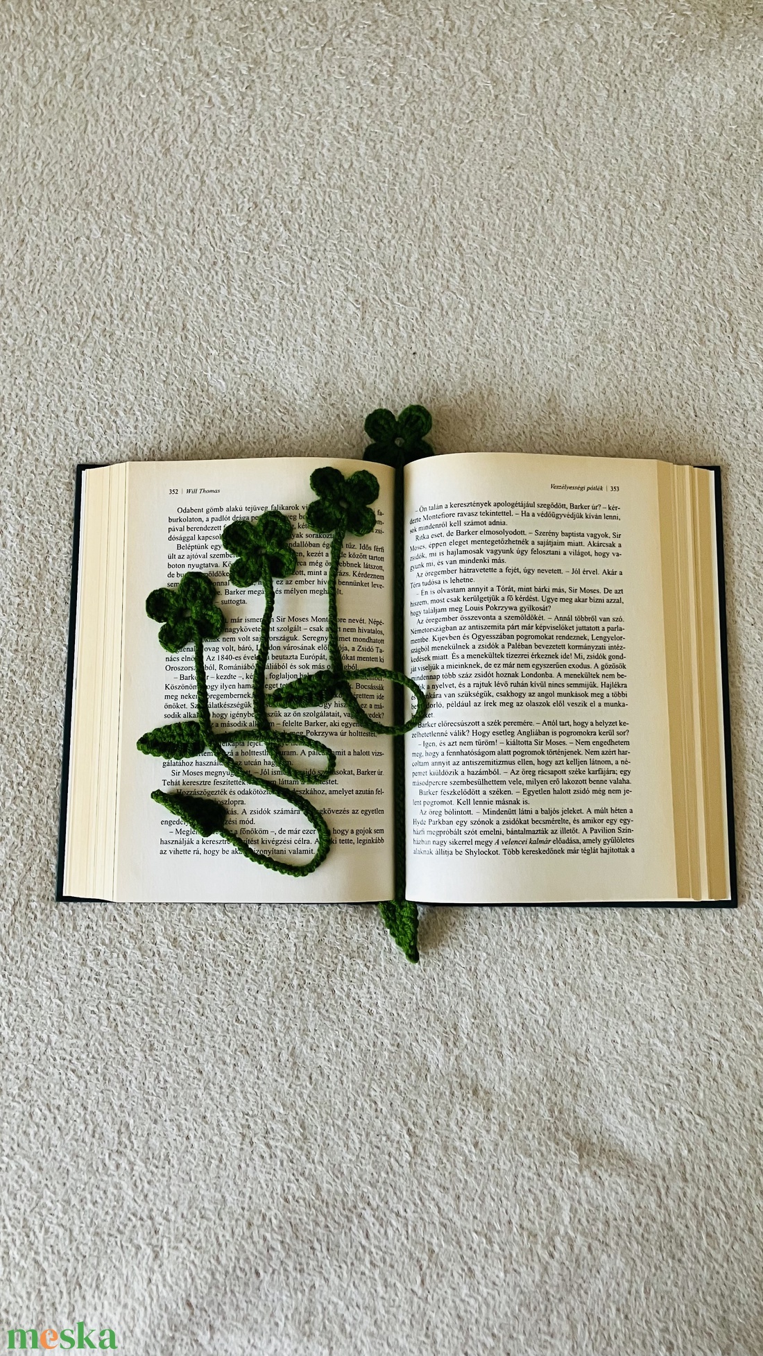 Horgolt négylevelű lóhere könyvjelző - könyv & zene - könyvjelző - Meska.hu