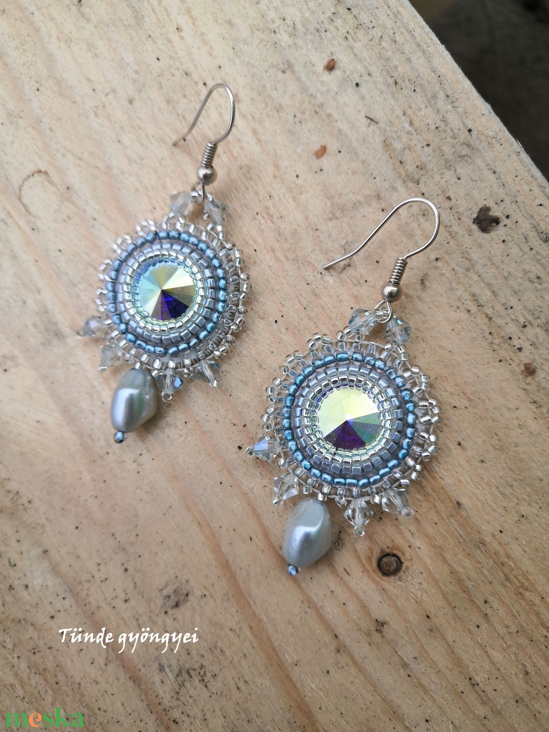 Kristály-ezüst swarovski fülbevaló - ékszer - fülbevaló - lógós kerek fülbevaló - Meska.hu Kristály-ezüst swarovski fülbevaló - ékszer - fülbevaló - lógós kerek fülbevaló - Meska.hu