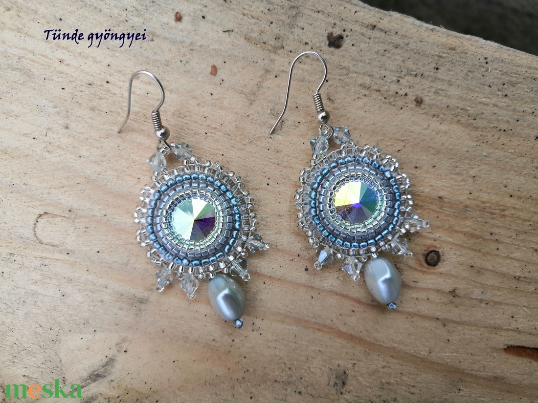 Kristály-ezüst swarovski fülbevaló - ékszer - fülbevaló - lógós kerek fülbevaló - Meska.hu Kristály-ezüst swarovski fülbevaló - ékszer - fülbevaló - lógós kerek fülbevaló - Meska.hu