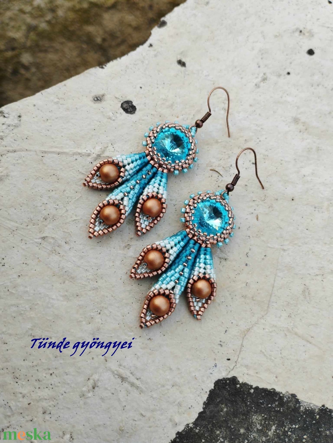 Türkiz-barna swarovski fülbevaló - ékszer - fülbevaló - lógó fülbevaló - Meska.hu Türkiz-barna swarovski fülbevaló - ékszer - fülbevaló - lógó fülbevaló - Meska.hu