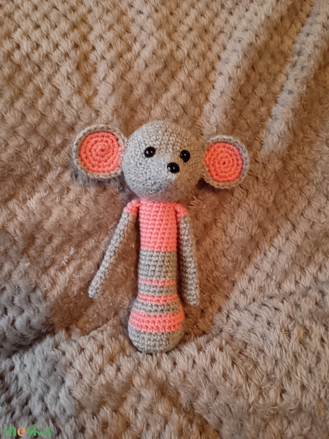 Horgolt egér csörgő - baba - mama - baba játékok - csörgő - Meska.hu