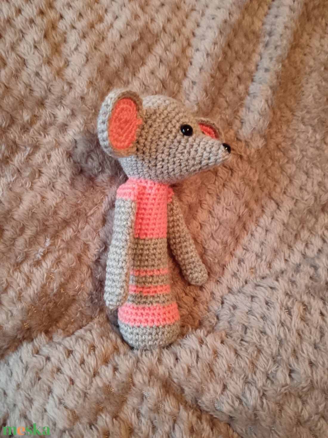 Horgolt egér csörgő - baba - mama - baba játékok - csörgő - Meska.hu