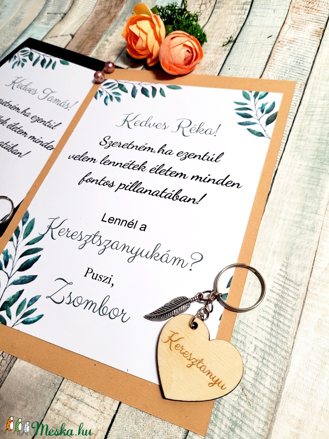 Kreatív keresztszülő felkérő kulcstartóval - otthon & életmód - papír, írószer - Meska.hu