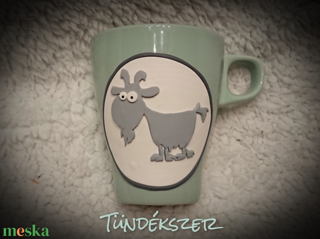 Kecske kecskés állatos mókás vicces bögre gyurma díszítéssel ajándék  - otthon & életmód - Meska.hu