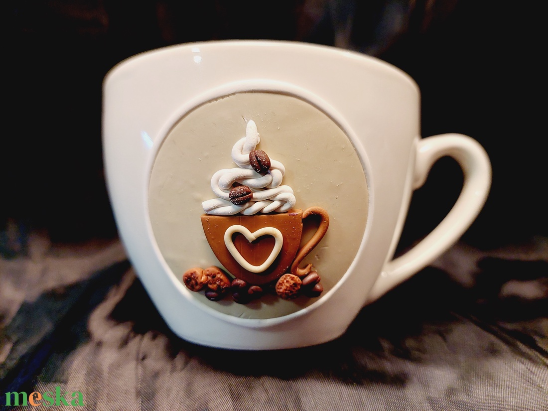 Kávé mintás cappucinos bögre gyurma díszítéssel - otthon & életmód - konyhafelszerelés, tálalás - tálalás - bögre & csésze - Meska.hu Kávé mintás cappucinos bögre gyurma díszítéssel - otthon & életmód - konyhafelszerelés, tálalás - tálalás - bögre & csésze - Meska.hu