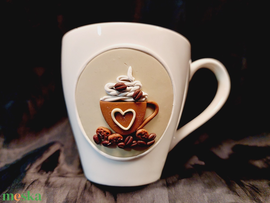 Kávé mintás cappucinos bögre gyurma díszítéssel - otthon & életmód - konyhafelszerelés, tálalás - tálalás - bögre & csésze - Meska.hu Kávé mintás cappucinos bögre gyurma díszítéssel - otthon & életmód - konyhafelszerelés, tálalás - tálalás - bögre & csésze - Meska.hu