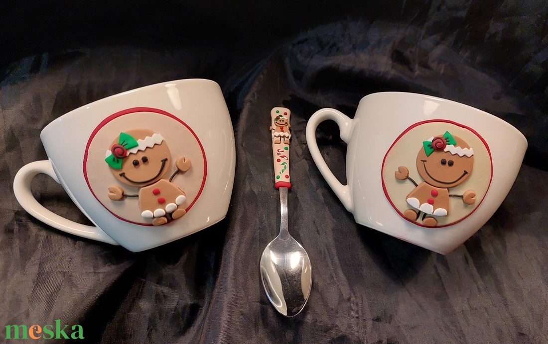 Nem hagyományos Mézi Mézeskalács mintás cappucinos bögre gyurma díszítéssel karácsony  - otthon & életmód - konyhafelszerelés, tálalás - tálalás - bögre & csésze - Meska.hu