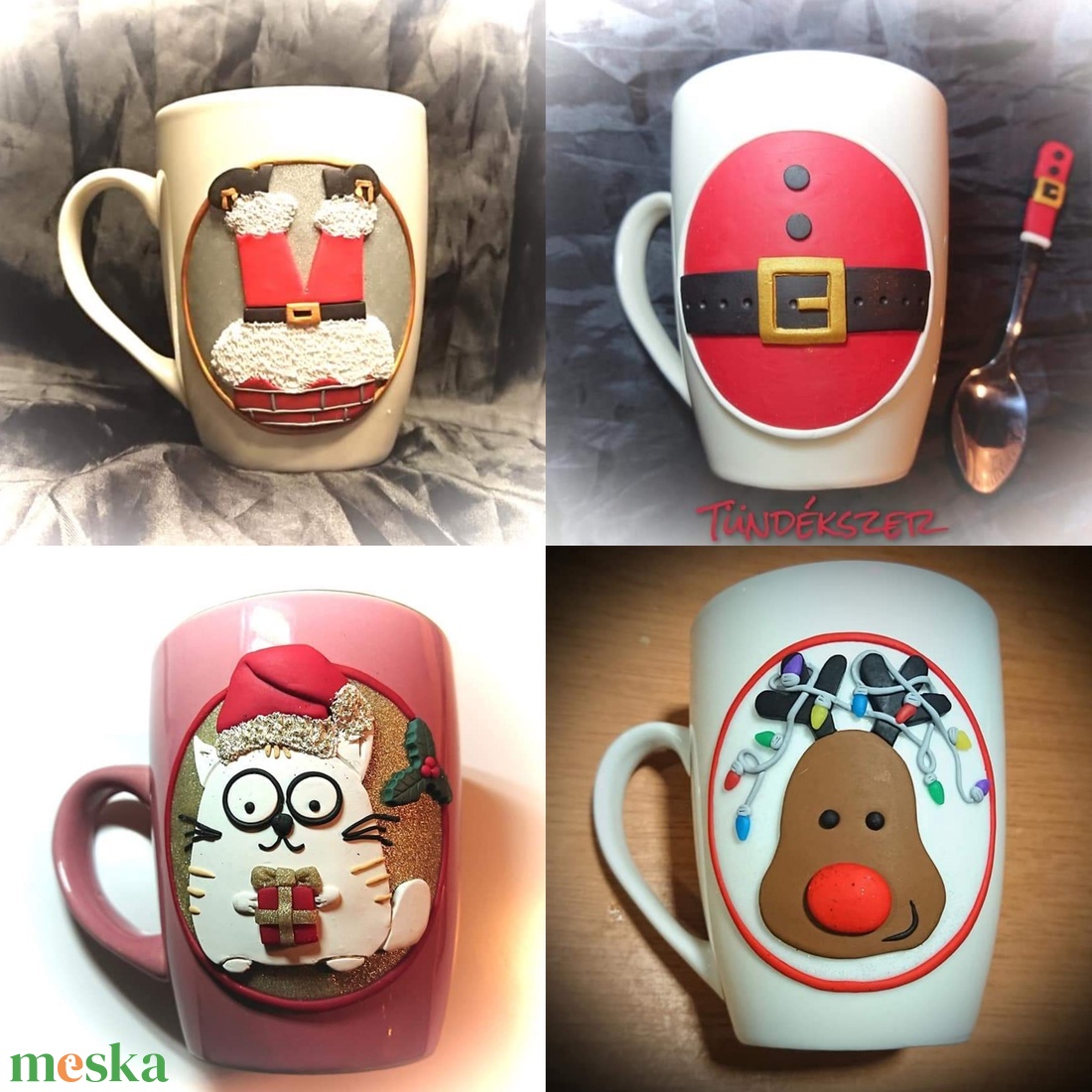 Karácsonyi mintás bögre Grinch Mézi Mikulás Rudolf rénszarvas  - otthon & életmód - konyhafelszerelés, tálalás - tálalás - bögre & csésze - Meska.hu