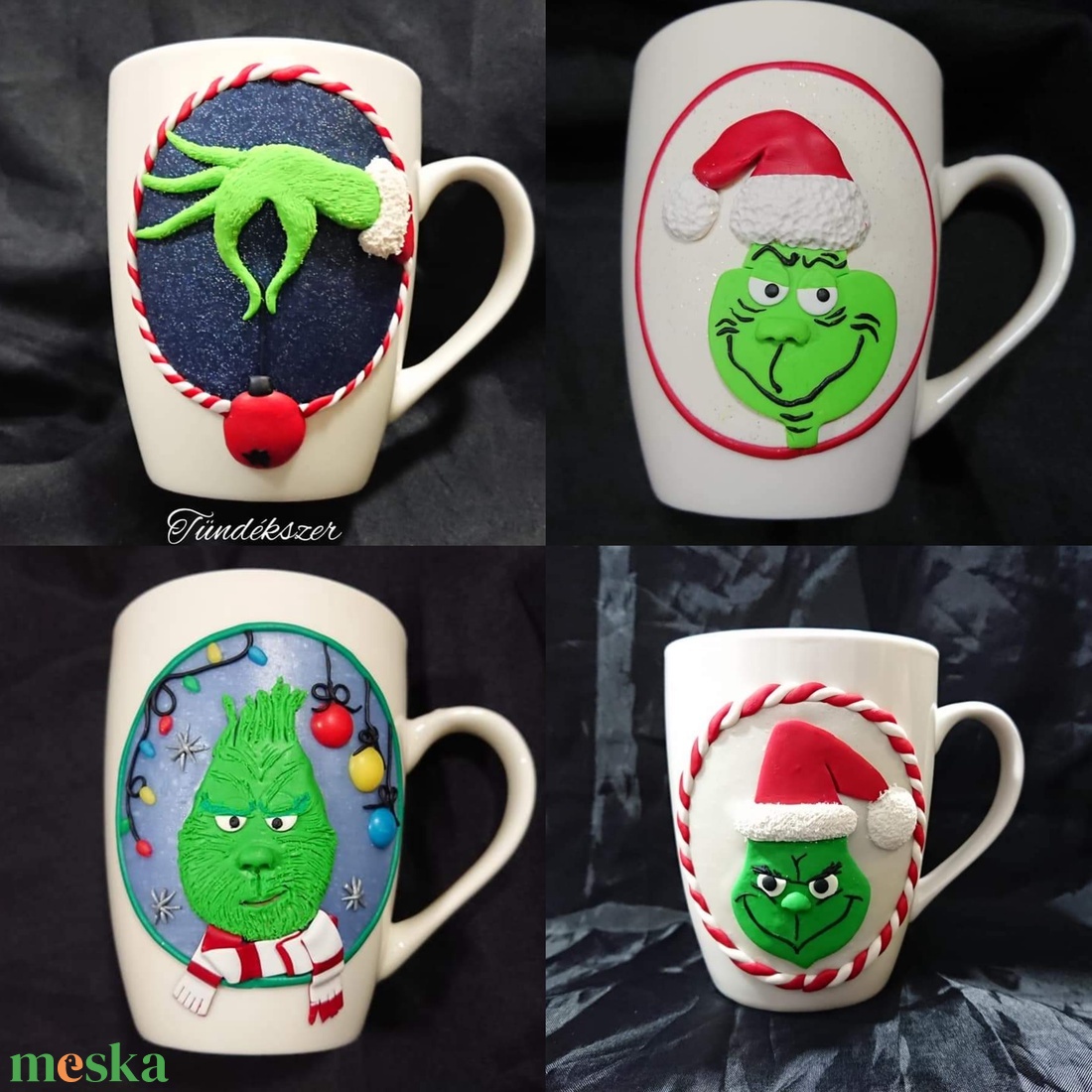 Karácsonyi mintás bögre Grinch Mézi Mikulás Rudolf rénszarvas  - otthon & életmód - konyhafelszerelés, tálalás - tálalás - bögre & csésze - Meska.hu