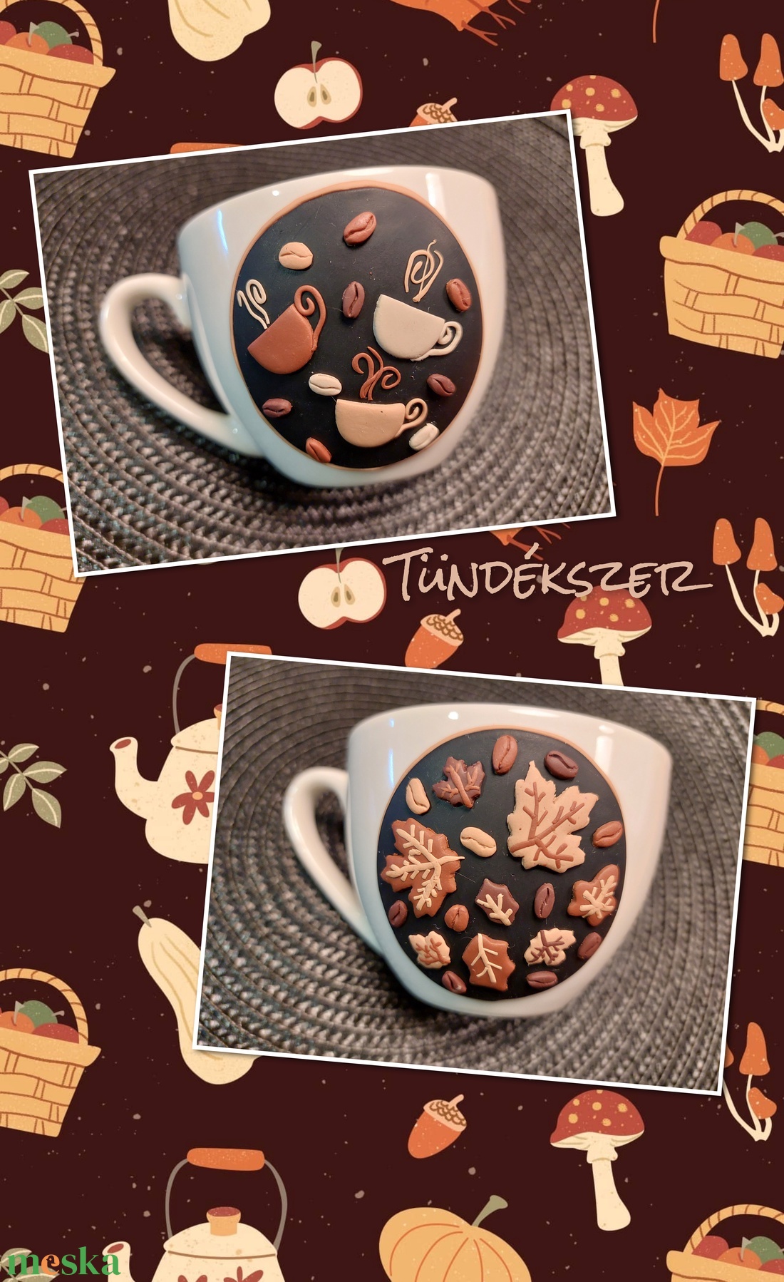 Kávé mintás cappucinos bögre gyurma díszítéssel - otthon & életmód - konyhafelszerelés, tálalás - tálalás - bögre & csésze - Meska.hu Kávé mintás cappucinos bögre gyurma díszítéssel - otthon & életmód - konyhafelszerelés, tálalás - tálalás - bögre & csésze - Meska.hu