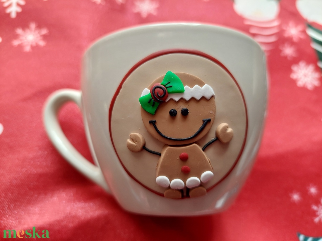 Nem hagyományos Mézi Mézeskalács mintás cappucinos bögre gyurma díszítéssel karácsony  - otthon & életmód - konyhafelszerelés, tálalás - tálalás - bögre & csésze - Meska.hu