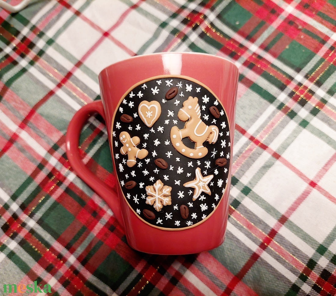 Karácsonyi mintás bögre mézeskalács áradat - otthon & életmód - konyhafelszerelés, tálalás - tálalás - bögre & csésze - Meska.hu