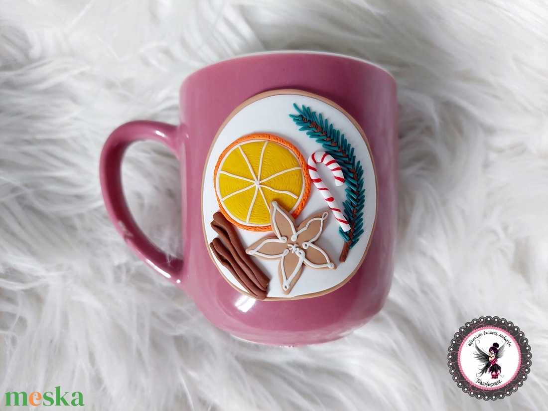 Karácsonyi mintás bögre fűszeres narancs  - otthon & életmód - konyhafelszerelés, tálalás - tálalás - bögre & csésze - Meska.hu