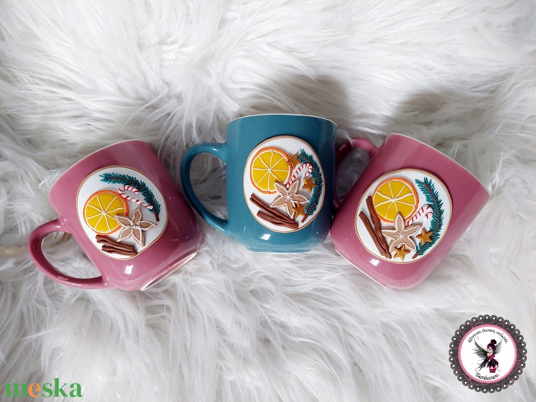 Karácsonyi mintás bögre fűszeres narancs  - otthon & életmód - konyhafelszerelés, tálalás - tálalás - bögre & csésze - Meska.hu