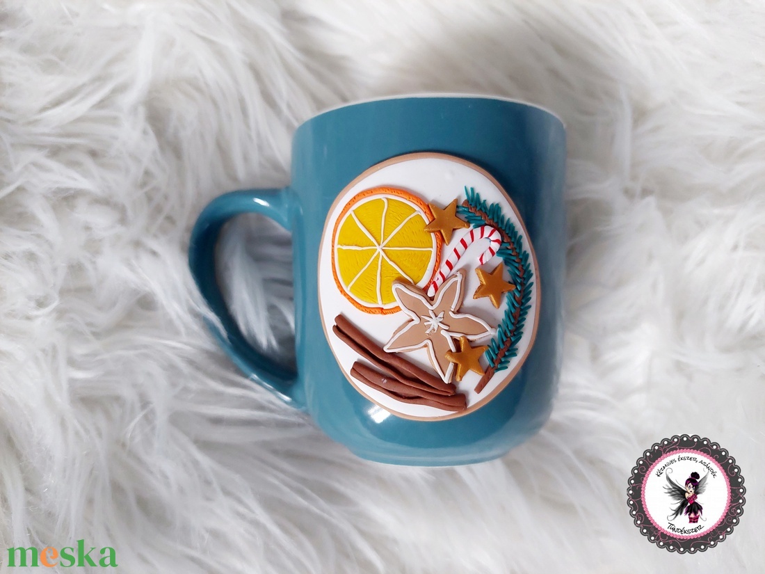 Karácsonyi mintás bögre fűszeres narancs  - otthon & életmód - konyhafelszerelés, tálalás - tálalás - bögre & csésze - Meska.hu