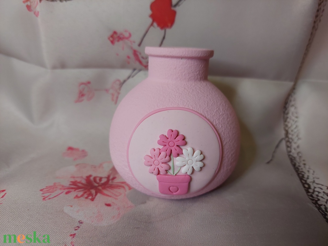 Kerámia mini váza gyurma díszítéssel virágos  - otthon & életmód - virágdekoráció - virágtartó - váza - Meska.hu