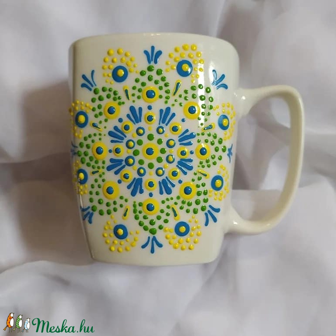 Bögre kék-sárga-zöld színekkel mandala díszítéssel - otthon & életmód - konyhafelszerelés, tálalás - Meska.hu Bögre kék-sárga-zöld színekkel mandala díszítéssel - otthon & életmód - konyhafelszerelés, tálalás - Meska.hu