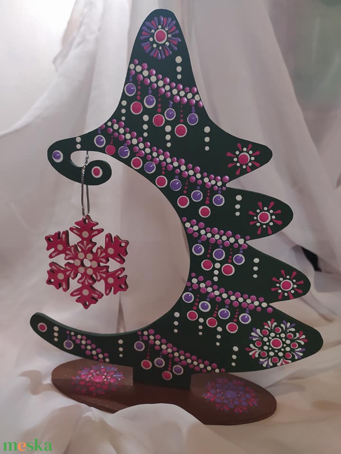 Karácsonyfa asztali dísz-lila, magenta - karácsony - adventi díszek - adventi asztaldísz - Meska.hu
