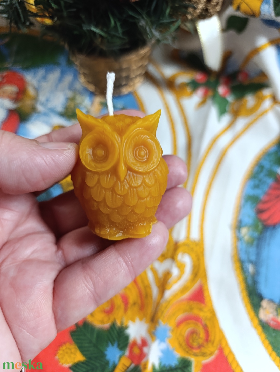 Bagoly méhviasz gyertya  - karácsony - karácsonyi lakásdekoráció - karácsonyi illatgyertya, mécses - Meska.hu