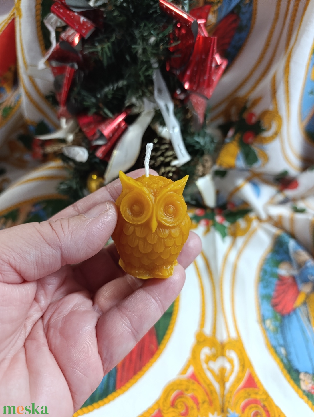 Bagoly méhviasz gyertya  - karácsony - karácsonyi lakásdekoráció - karácsonyi illatgyertya, mécses - Meska.hu