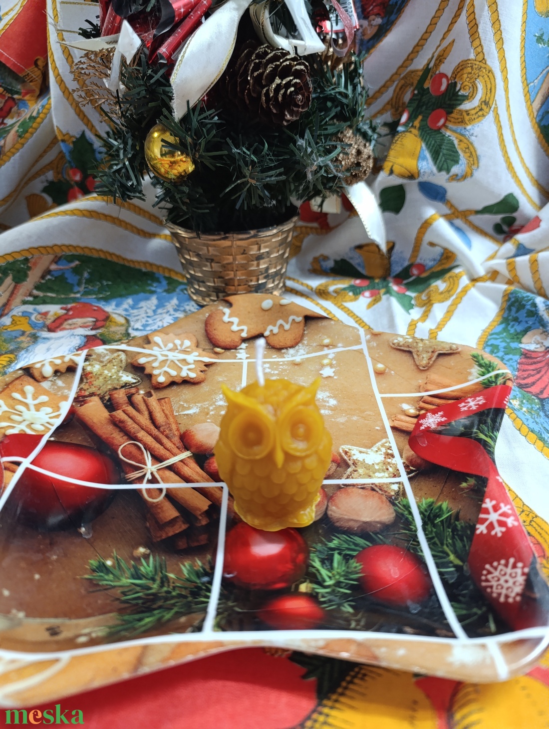 Bagoly méhviasz gyertya  - karácsony - karácsonyi lakásdekoráció - karácsonyi illatgyertya, mécses - Meska.hu