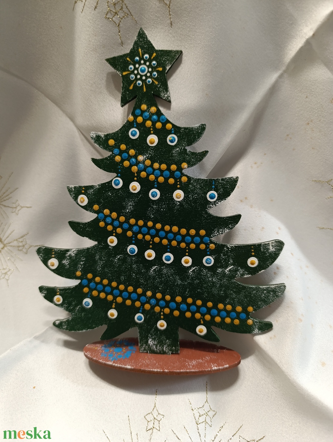 Karácsonyfa türkiz -arany - karácsony - adventi díszek - adventi asztaldísz - Meska.hu