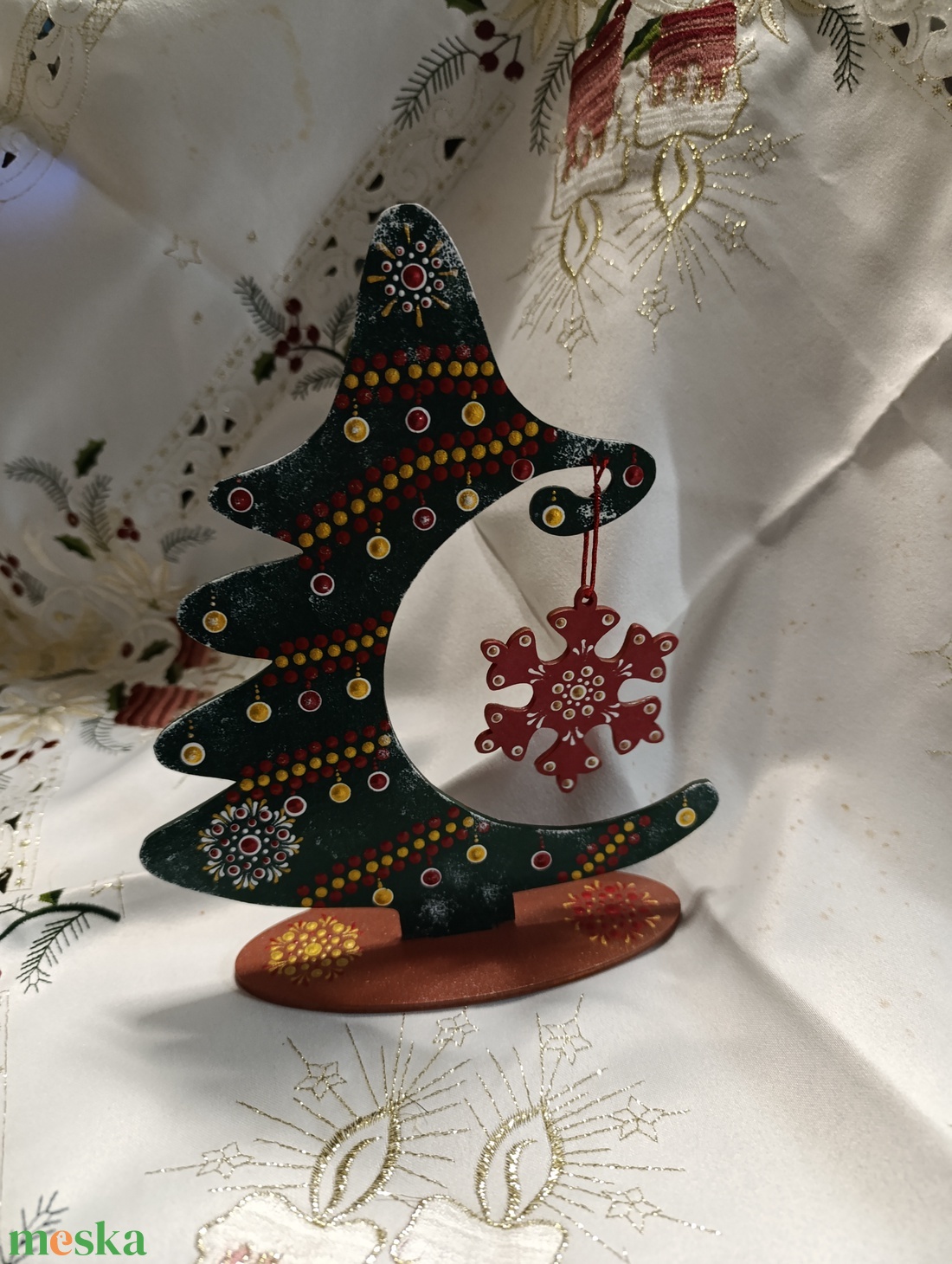 Karácsonyfa asztaldísz bordó -arany - karácsony - adventi díszek - adventi asztaldísz - Meska.hu