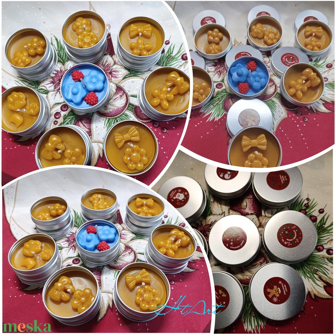 Kicsi tégelyes méhviasz gyertya  - karácsony - karácsonyi lakásdekoráció - karácsonyi illatgyertya, mécses - Meska.hu