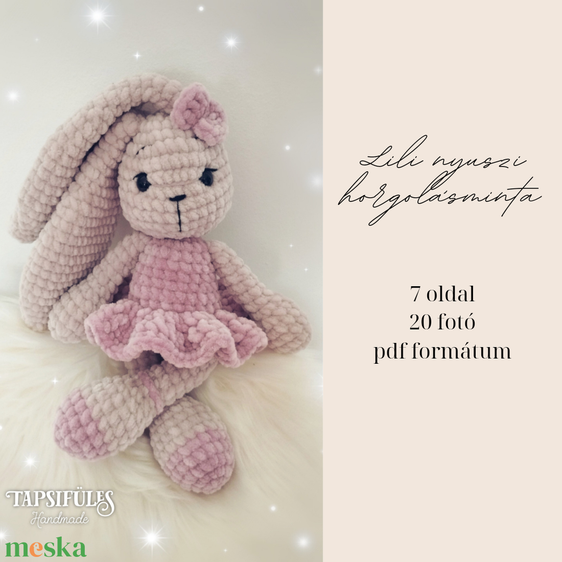 Lili plüss nyuszi horgolásminta amigurumi - diy (csináld magad) - szabásminta, útmutató - horgolási minta - Meska.hu Lili plüss nyuszi horgolásminta amigurumi - diy (csináld magad) - szabásminta, útmutató - horgolási minta - Meska.hu