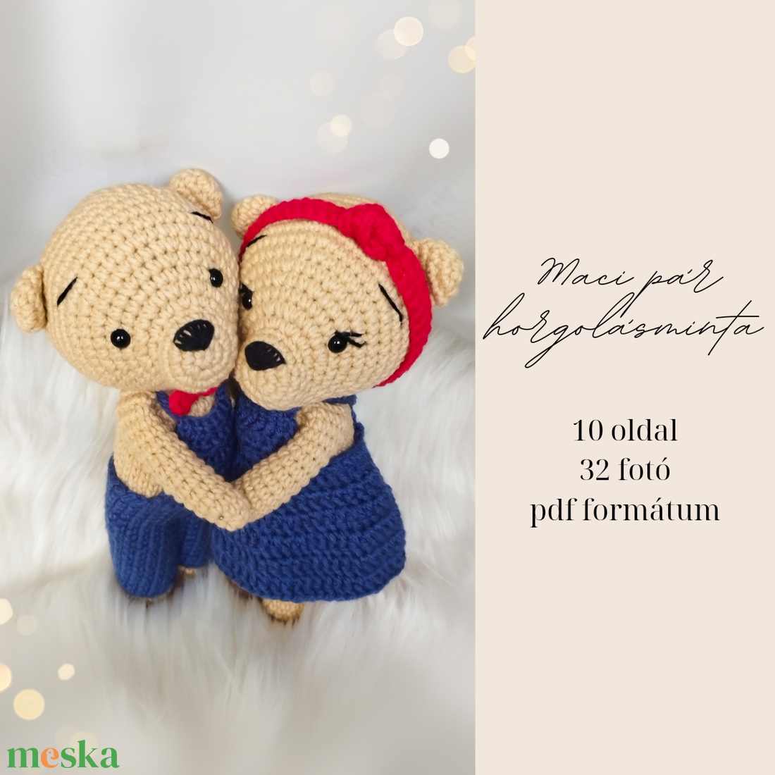 Maci pár horgolásminta amigurumi - diy (csináld magad) - szabásminta, útmutató - horgolási minta - Meska.hu Maci pár horgolásminta amigurumi - diy (csináld magad) - szabásminta, útmutató - horgolási minta - Meska.hu