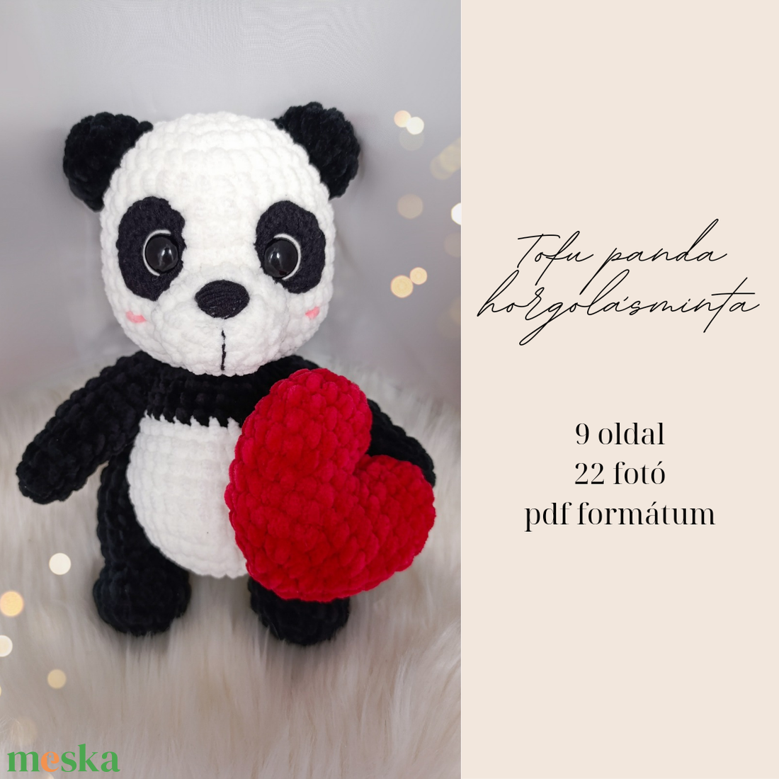 Tofu plüss panda horgolásminta amigurumi - diy (csináld magad) - szabásminta, útmutató - horgolási minta - Meska.hu Tofu plüss panda horgolásminta amigurumi - diy (csináld magad) - szabásminta, útmutató - horgolási minta - Meska.hu