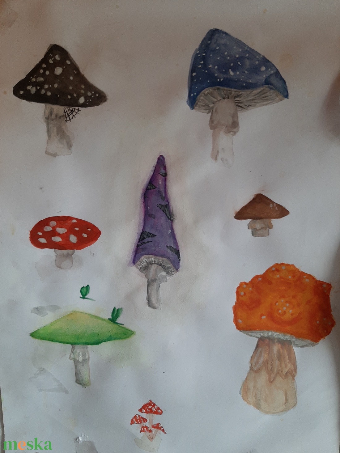 Vicces gombák - művészet - festmény - festmény vegyes technika - Meska.hu