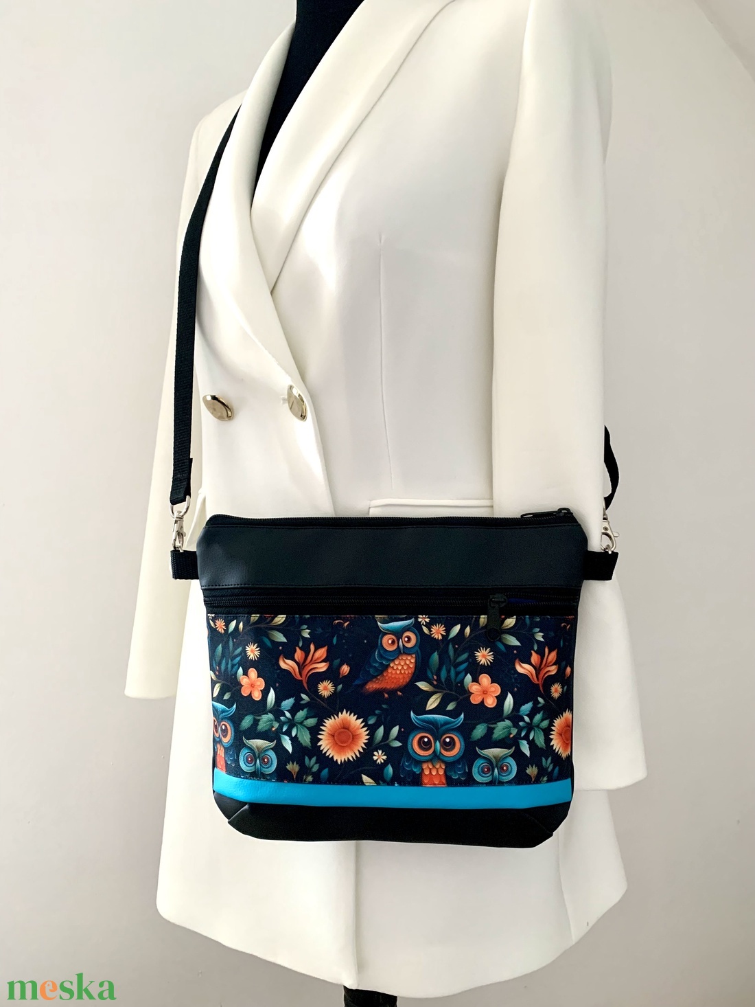 Cuki baglyok- crossbody / válltáska/ keresztpántos táska/ oldaltáska - táska & tok - kézitáska & válltáska - vállon átvethető táska - Meska.hu