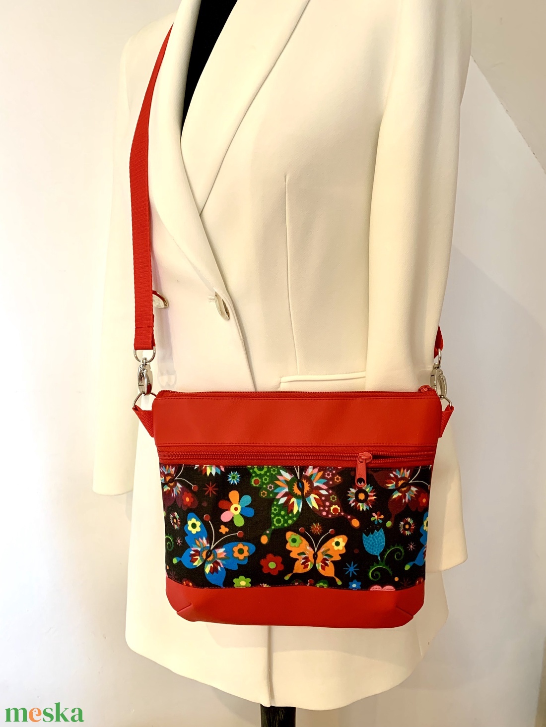 Vidám lepke-virág mintás crossbody / válltáska/ keresztpántos táska/ oldaltáska - táska & tok - kézitáska & válltáska - vállon átvethető táska - Meska.hu