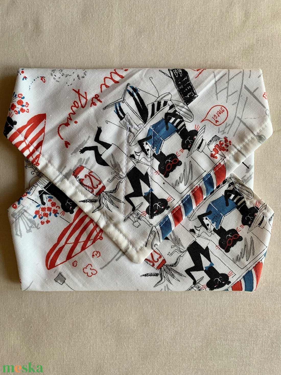 Készletkisöprés! Cica mintás textil, péksütemény, szendvics csomagoló szalvéta - táska & tok - uzsonna- & ebéd tartó - szendvics csomagoló - Meska.hu