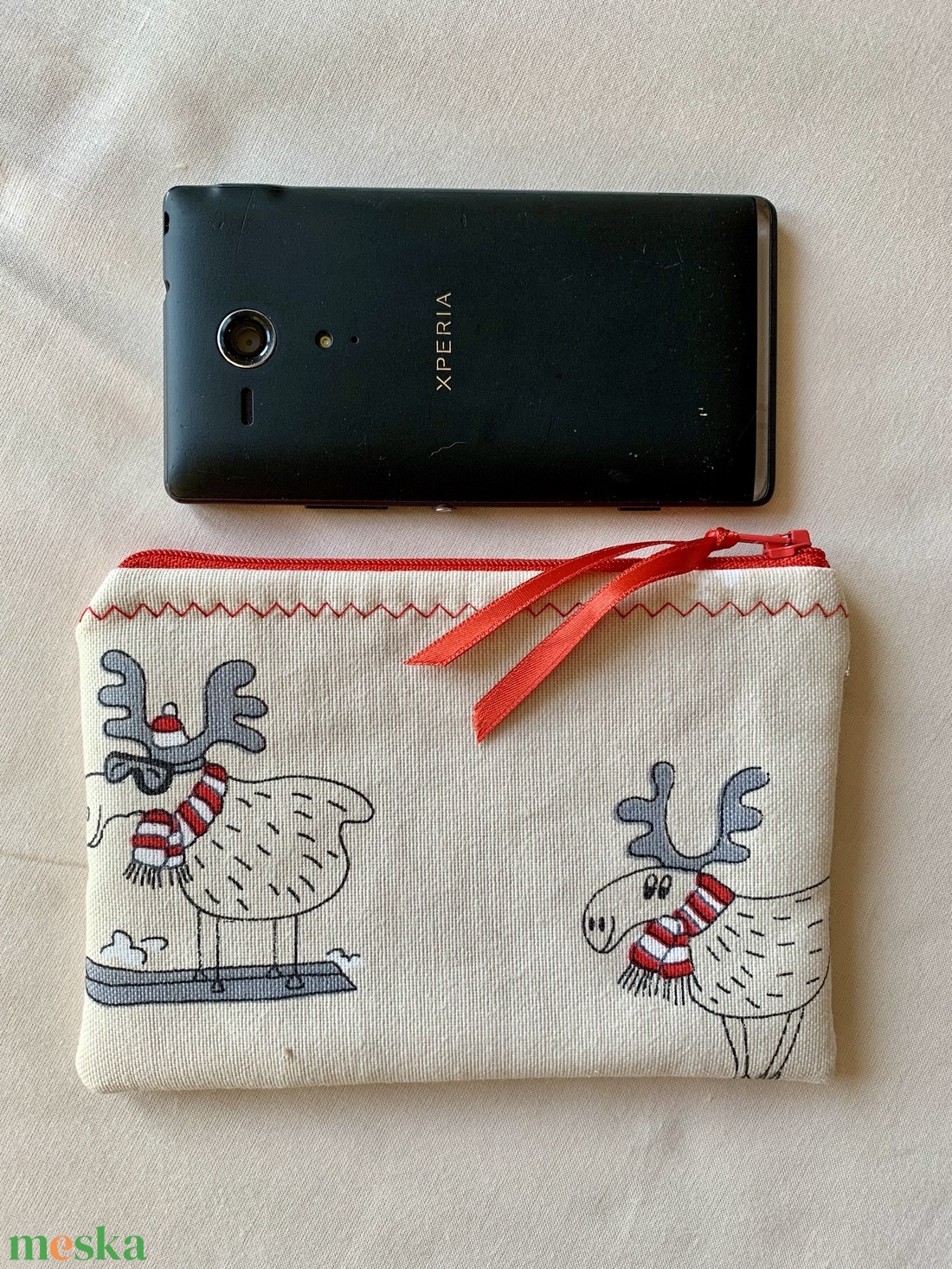 Rénszarvas mintás neszesszer, mobiltok, sminktáska              - táska & tok - neszesszer - Meska.hu